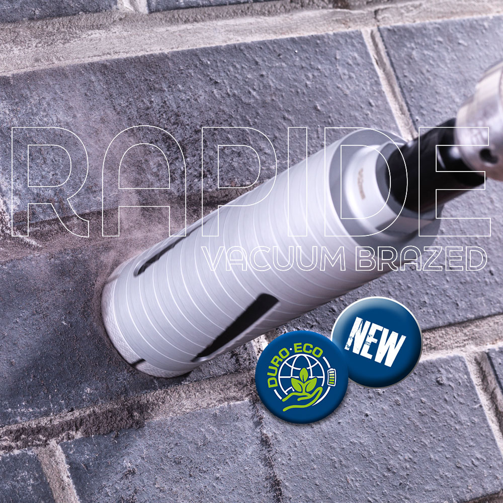 DDC-RAPIDE vacuum brazed core drill cutting through masonry and stone